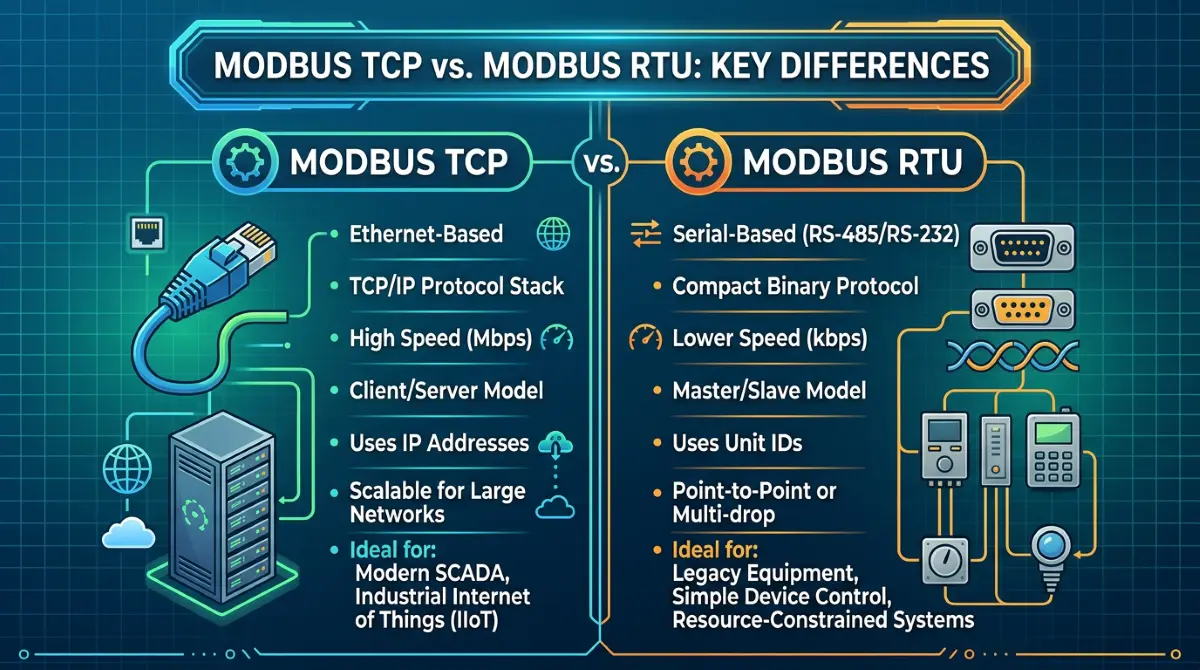Modbus TCP vs. Modbus RTU